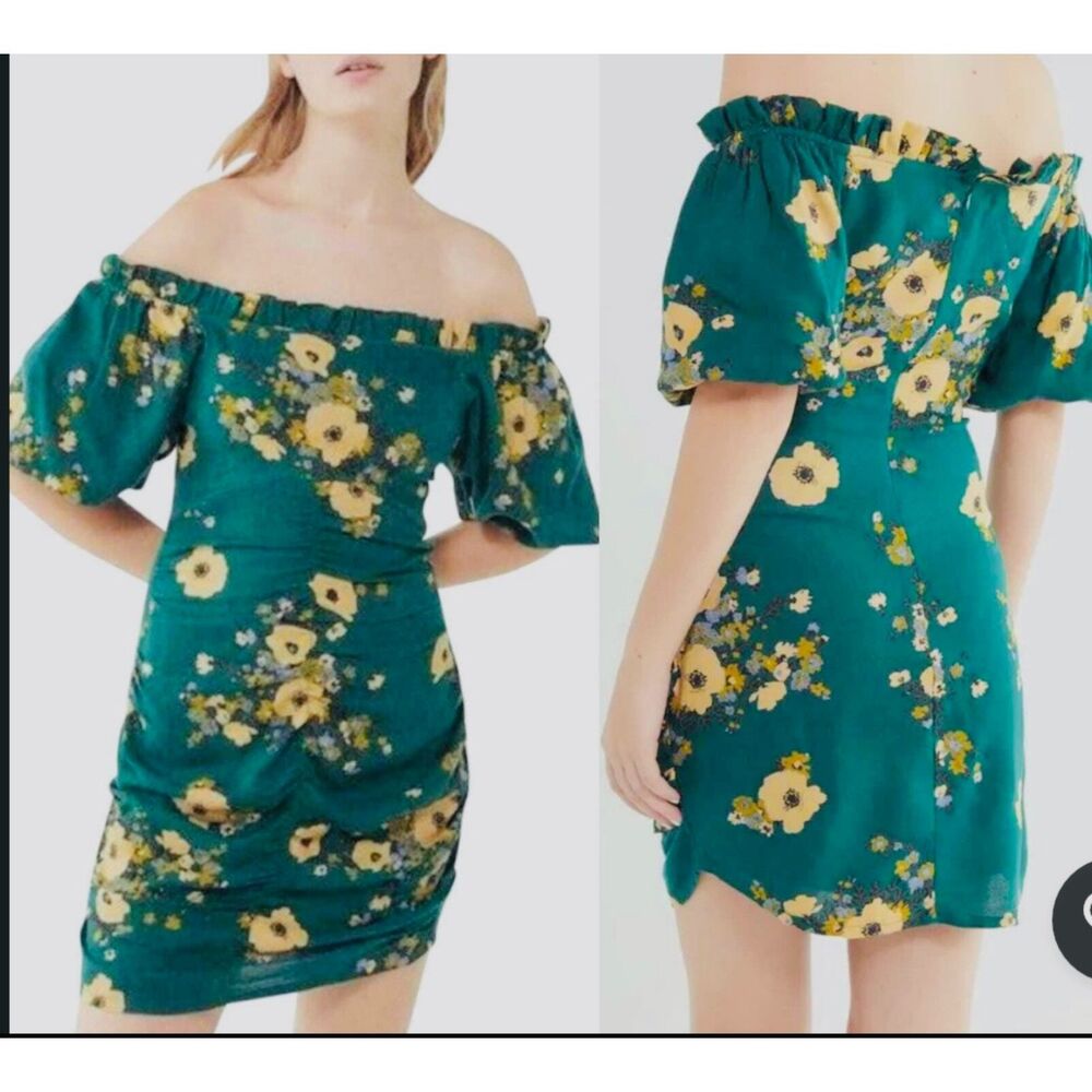 Urban Outfitters Y2K Festival Romantic Off Shoulder Ruched Neckline Mini Dress 4